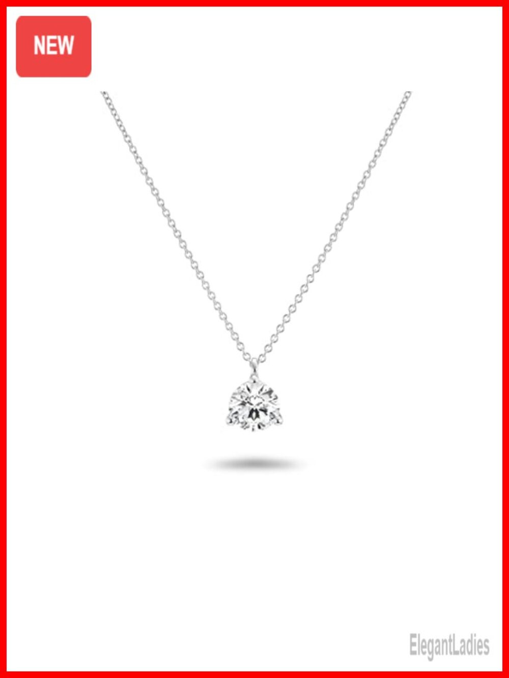 1 Carat Lab Grown Diamond Round Pendant Necklace 14K White Gold